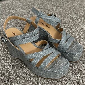 Lucky Brand Blue Woven Platform Sandals